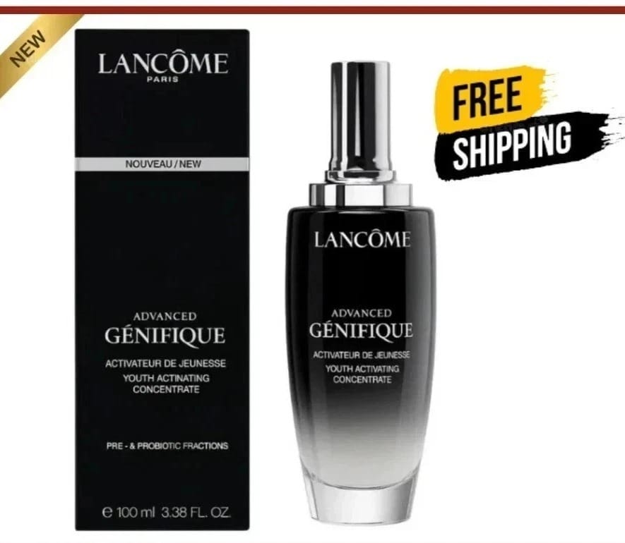 Lancème Advanced Genifique youth activating concentrate with packaging on a white background