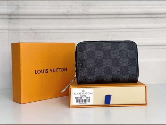 Louis Vuitton Zippy Coin Purse N60067 Damier Graphite Compact Zip Wallet Black Gray